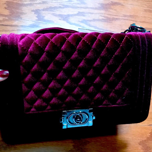 Burgundy velvet bag - Picture 1 of 5